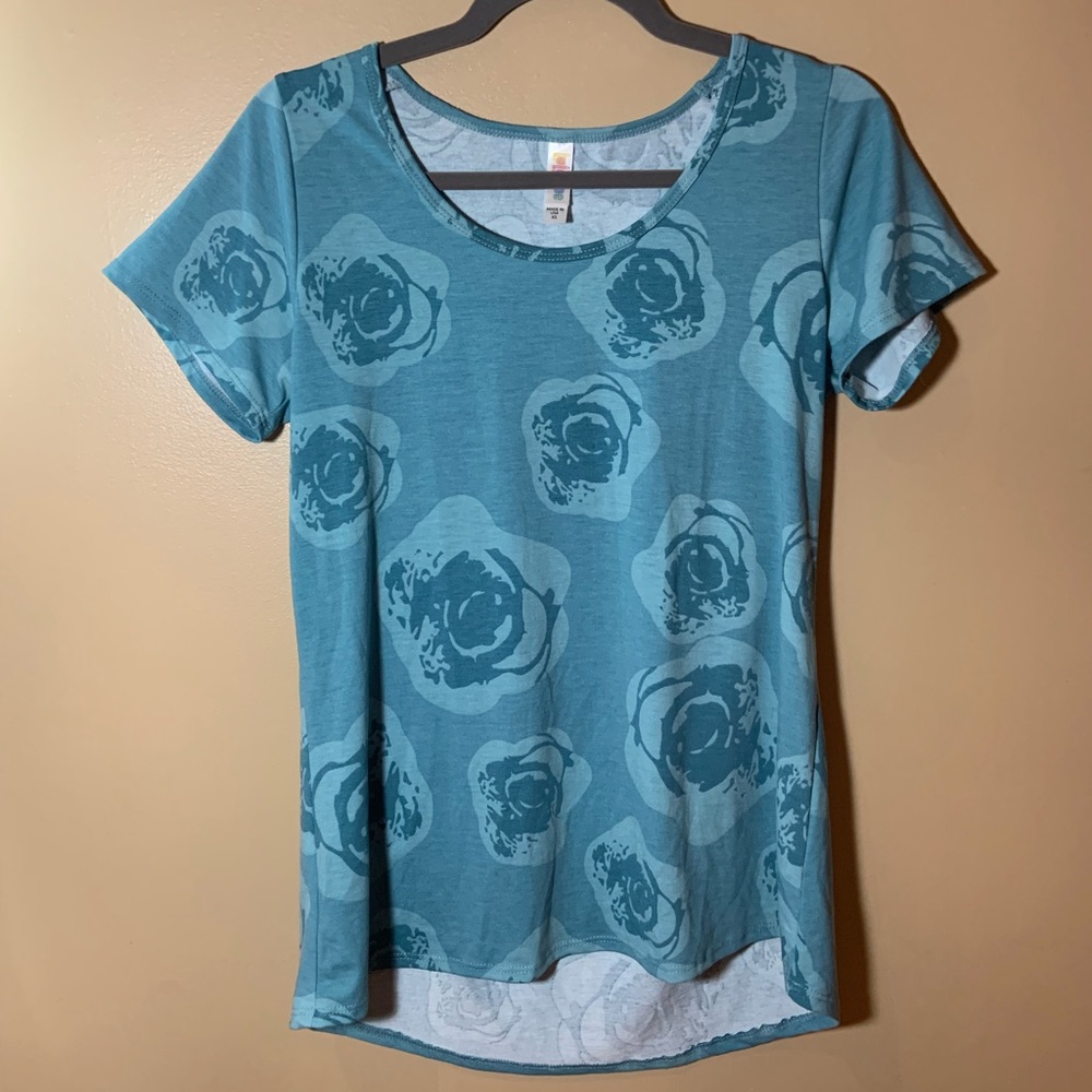 Lularoe Teal Floral Classic Tee
